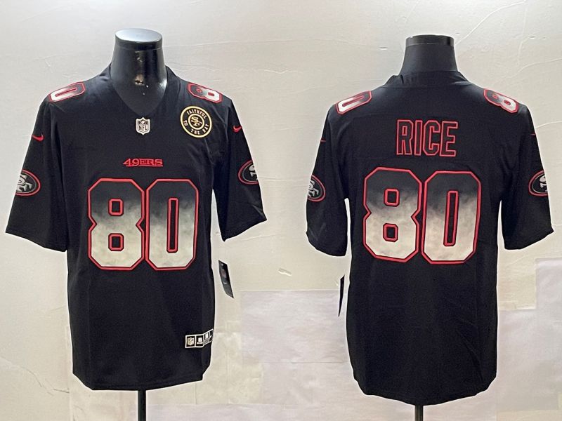 Men San Francisco 49ers #80 Rice Black Nike Smoke Fashion 2024 Limited NFL Jersey style 4->san francisco 49ers->NFL Jersey